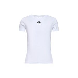 Marine Serre Women White Ribbed Jersey Moon Logo T-Shirt<Br/>